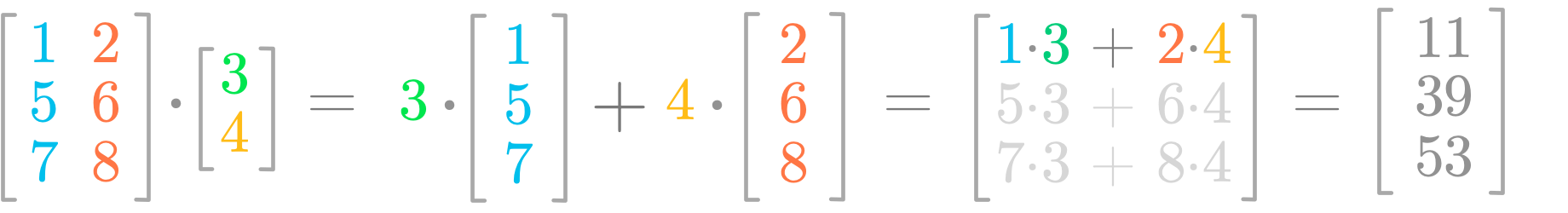 Figure 3: The vectors values are weighting the columns of the matrix.